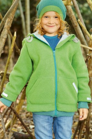 Barnkläder filtad ull jacka grön modell Disana