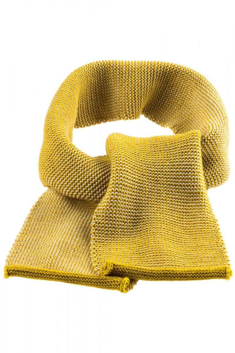 halsduk-stickad-ull-barn-currygul-vit