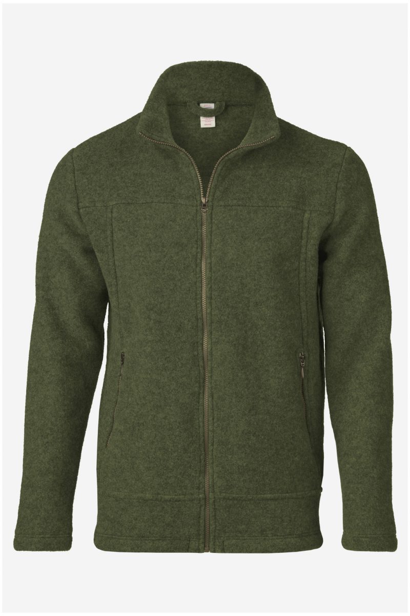 ulljacka herr ekologisk ullfleece grön melerad