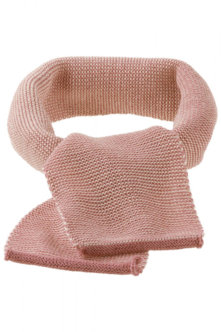 halsduk stickad ull barn rosa