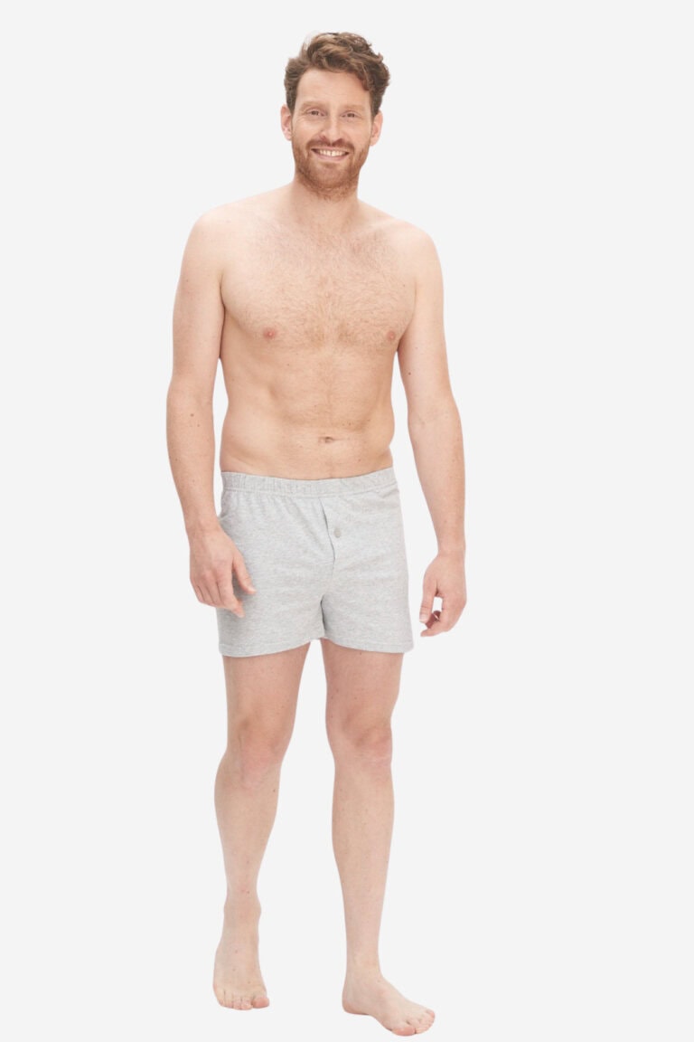 ekologiska boxershorts ben gråmelerad modell