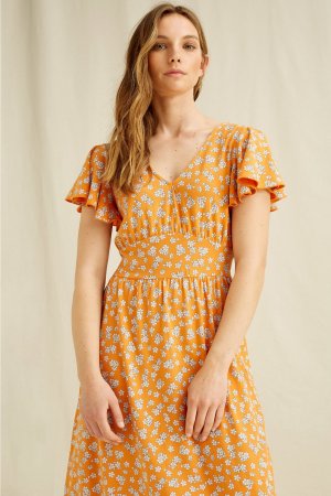 maxiklänning blomtryck morgan orange modell
