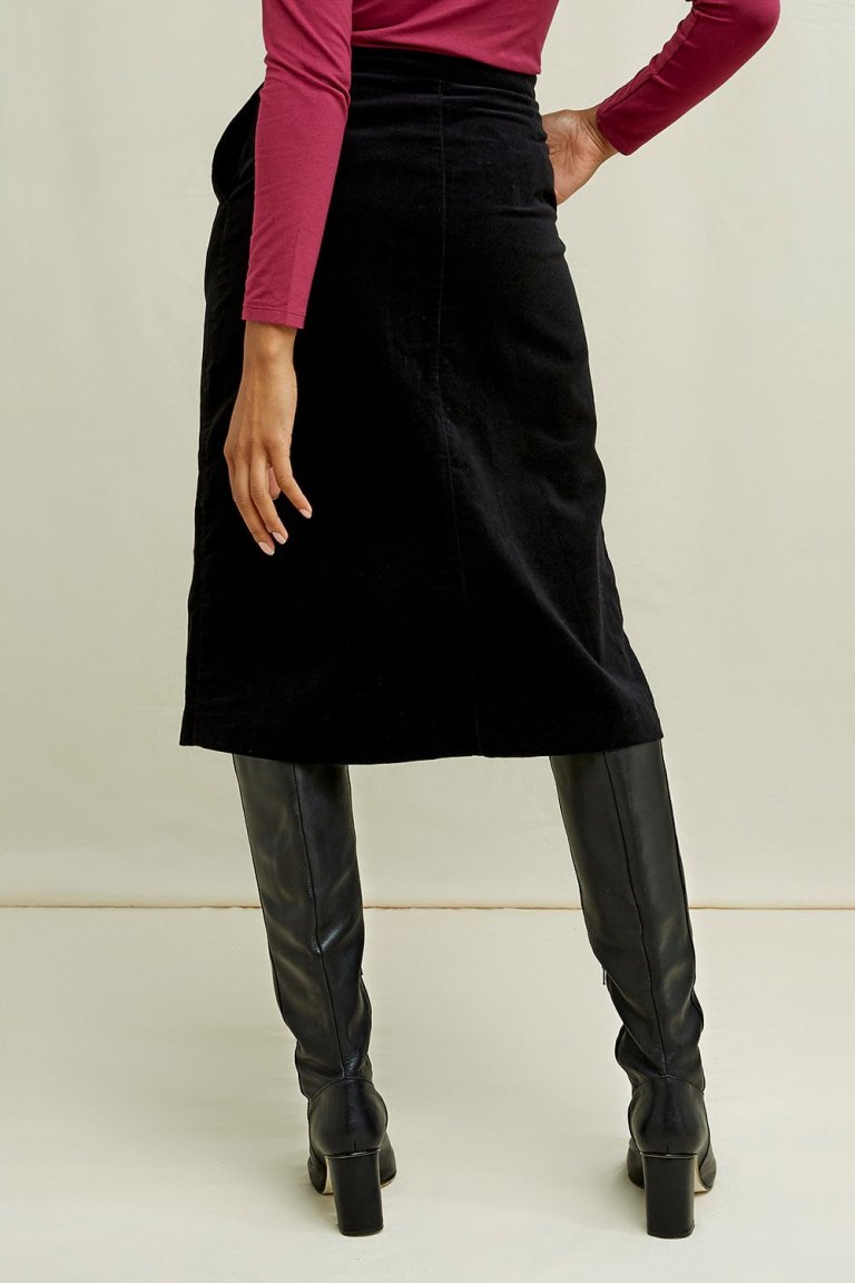 kjol sammet rachel svart modell bakifrån