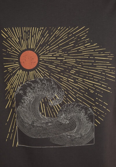 t-shirt sun waves jaames mörkgrå tryck