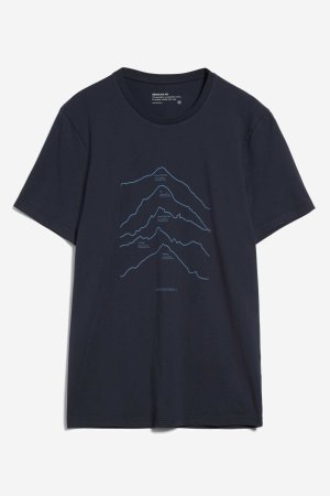 t-shirt top 5 mountains jaames marinblå