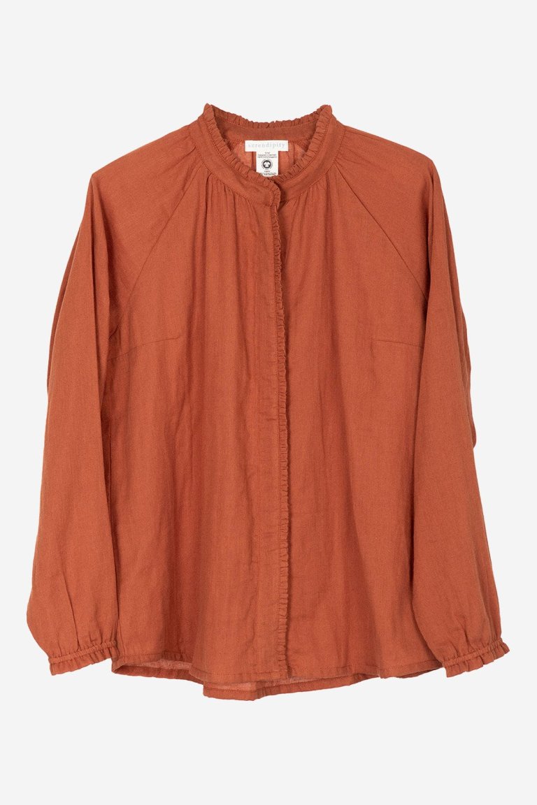 blus långärm muslintyg hennaröd