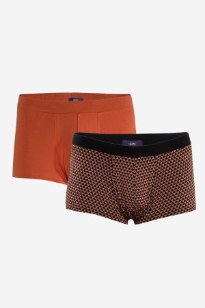 kalsonger boxer mönster orange/brun 2-pack