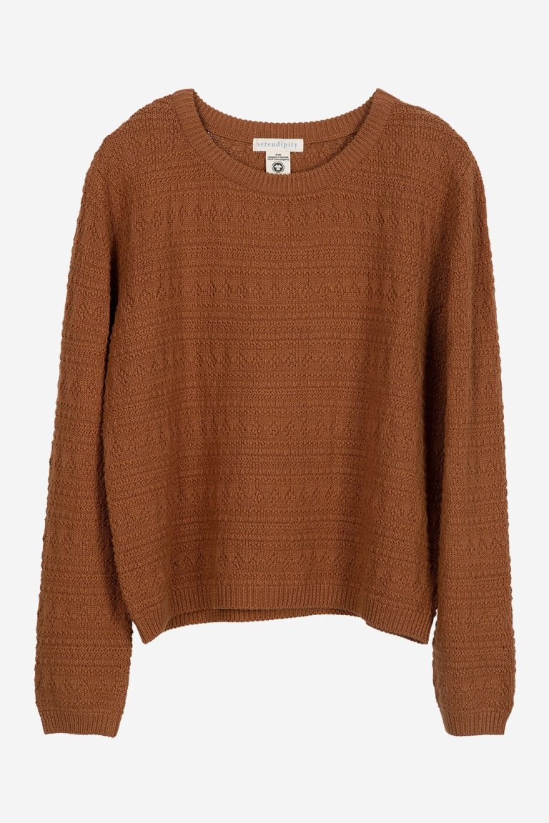 tröja strukturstickad rostbrun