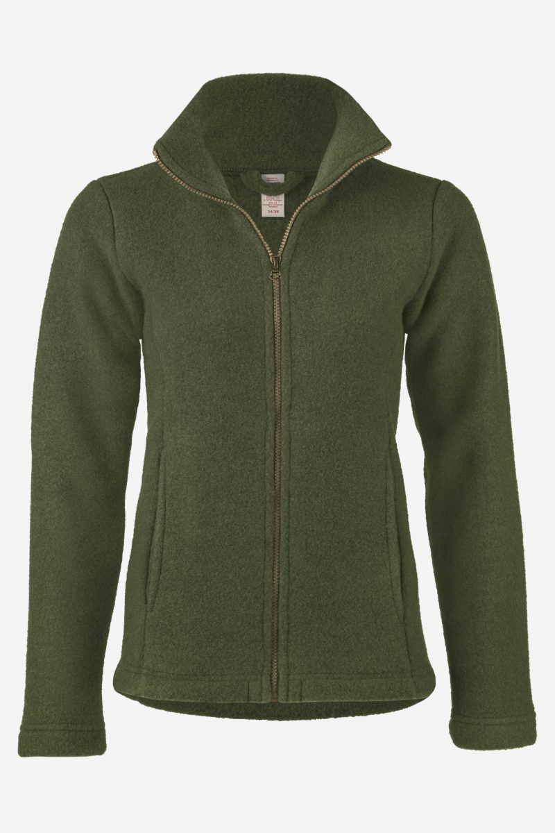 ulljacka dam ekologisk ullfleece grön melerad