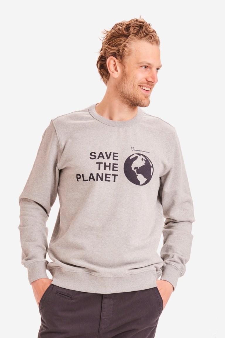 tröja save the planet elm gråmelerad modell