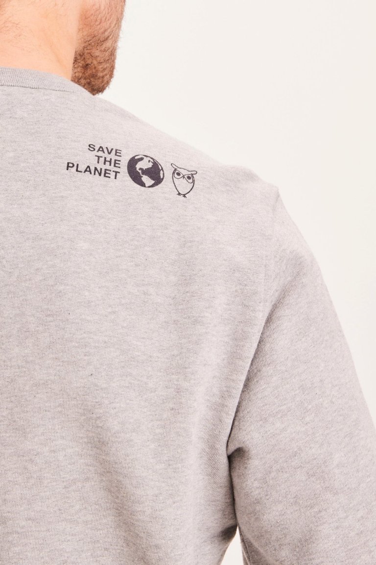 tröja save the planet elm gråmelerad modell ryggtryck
