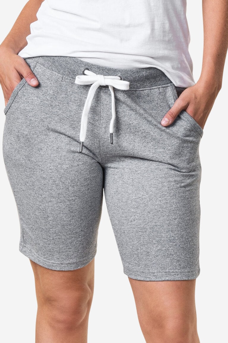 ekologiska sweatshorts dam ina gråmelerad modell