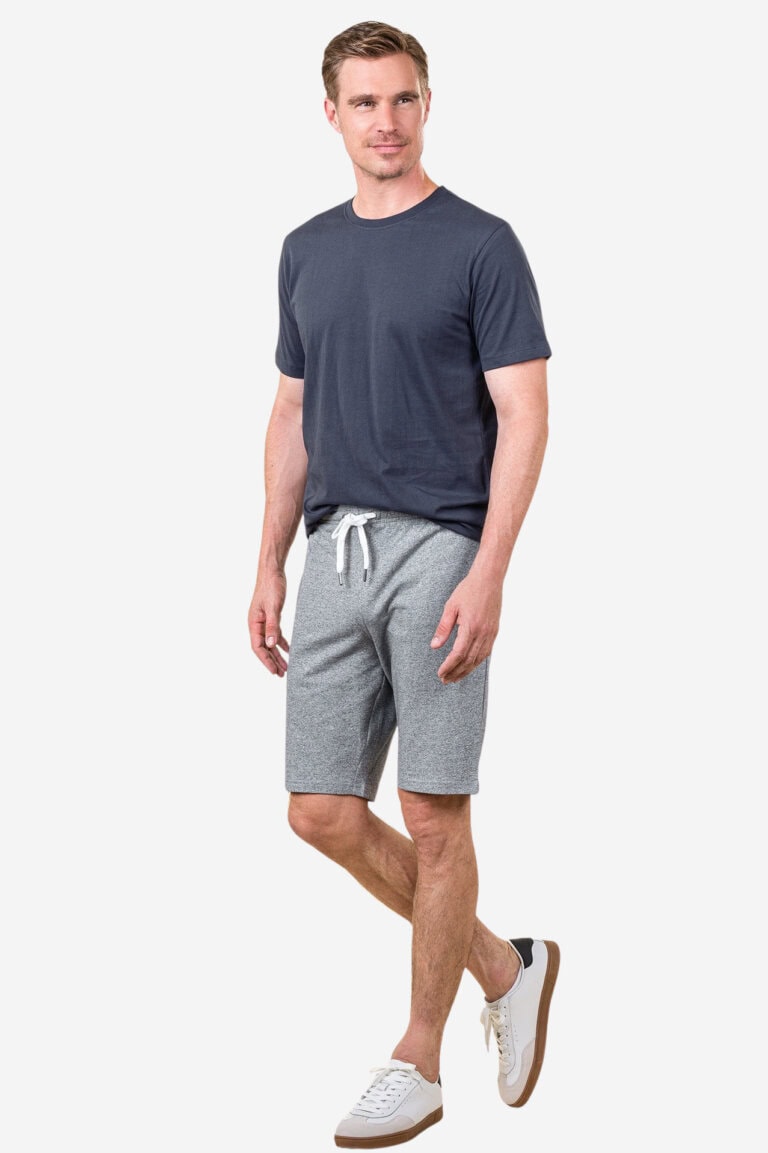 ekologiska sweatshorts herr charlie gråmelerad modell helbild