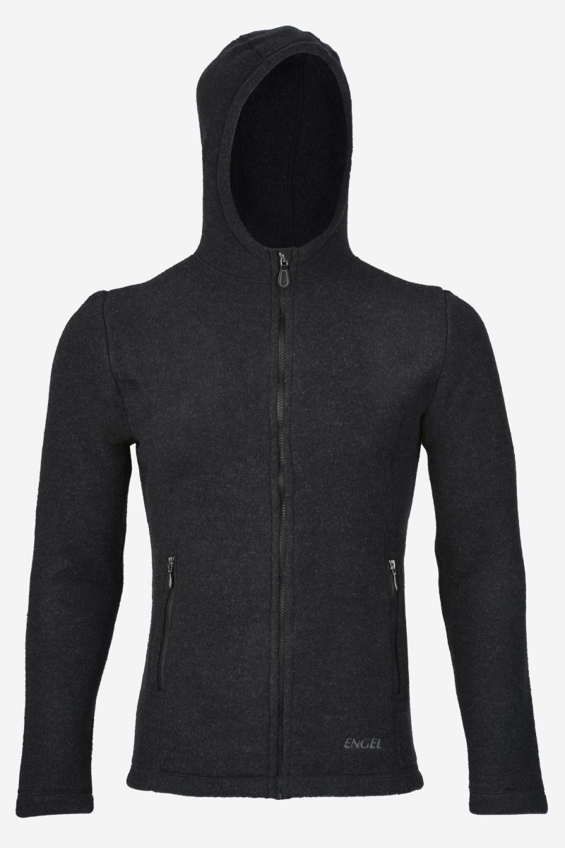 ulljacka huva herr ekologisk ullfleece svart