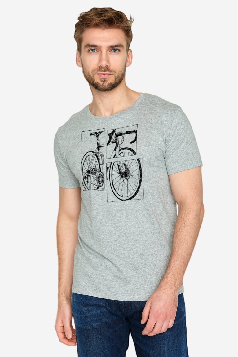 ekologisk t-shirt-bike cut guide gråmelerad modell