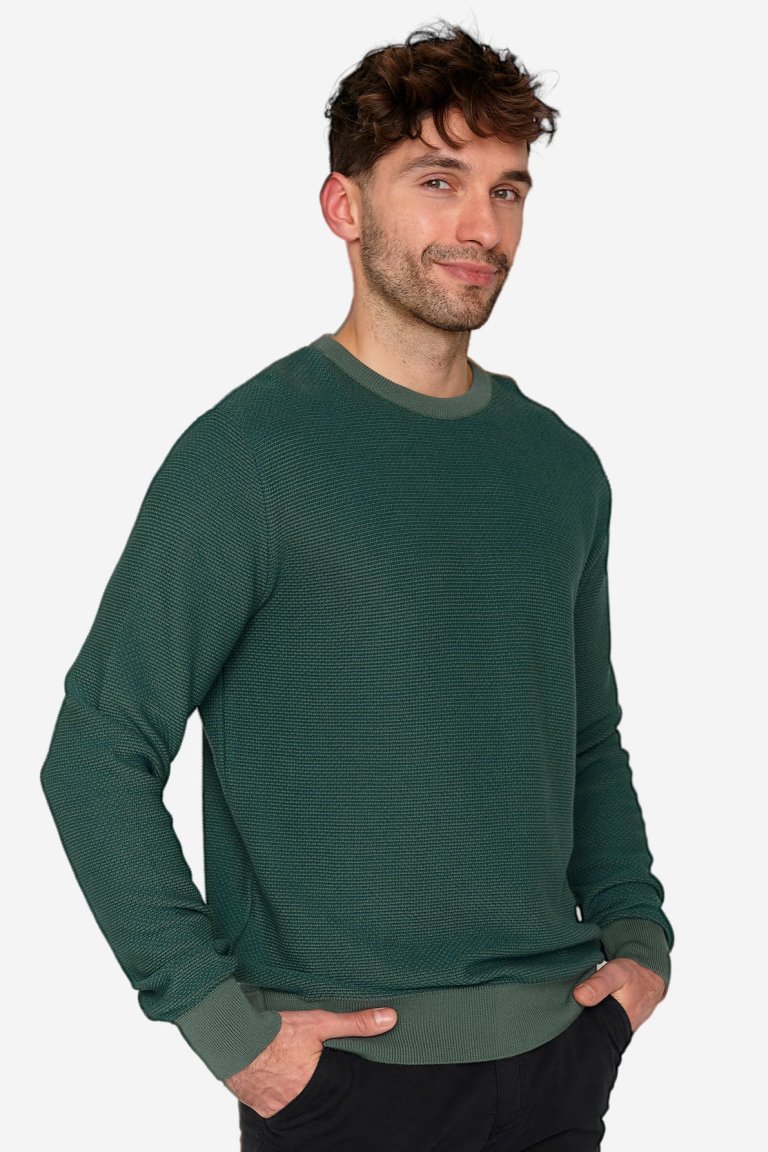ekologisk tröja stickad shade mörkgrön modell sidan