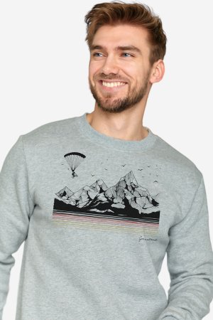 ekologisk tröja sweatshirt bike fly wild gråmelerad modell närbild