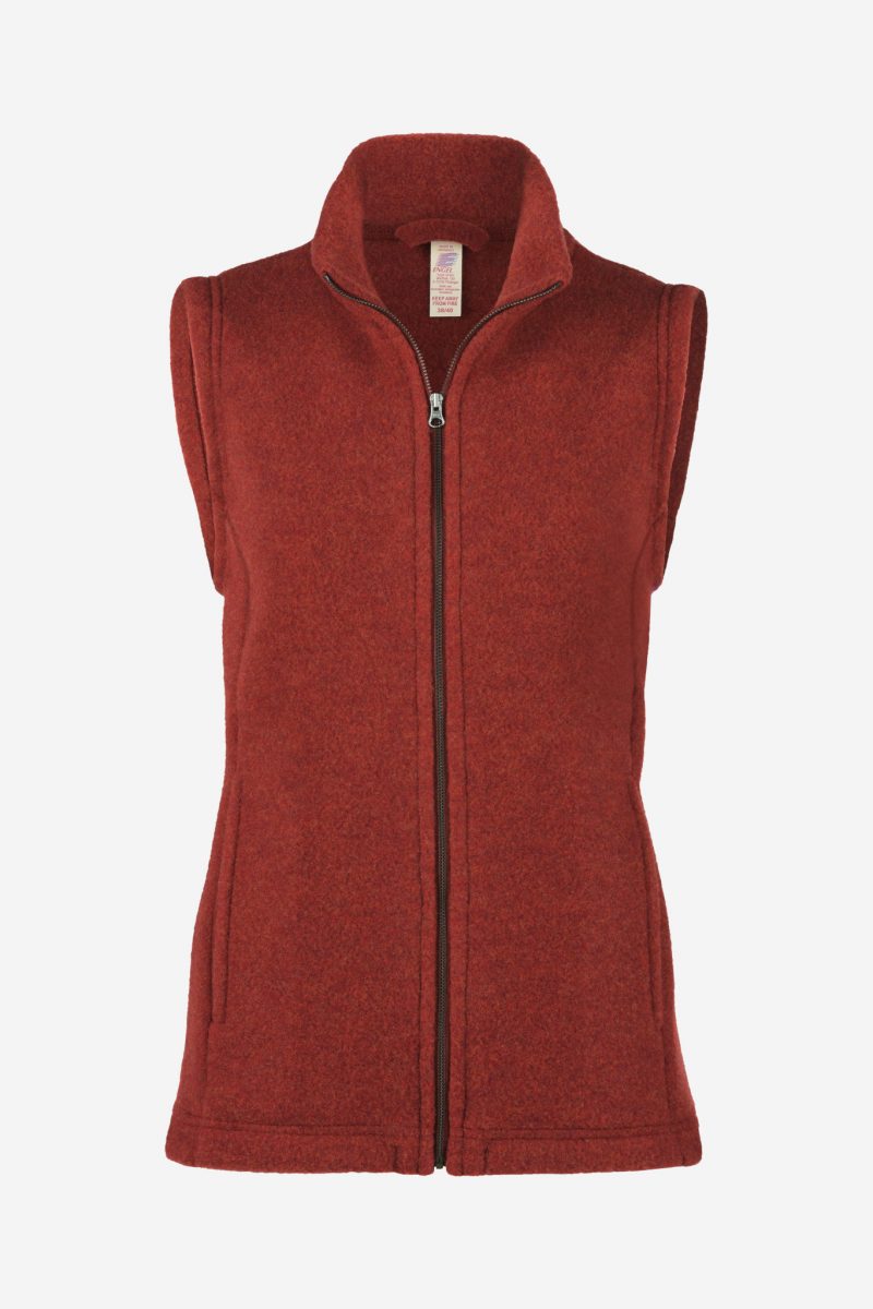 ekologisk ullväst dam ekologisk ullfleece tegelröd
