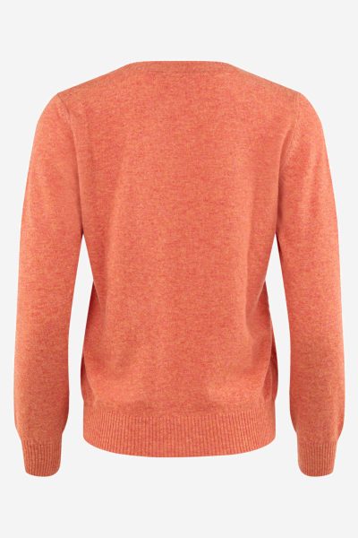 ekologisk tröja crewneck ull orange melerad baksida