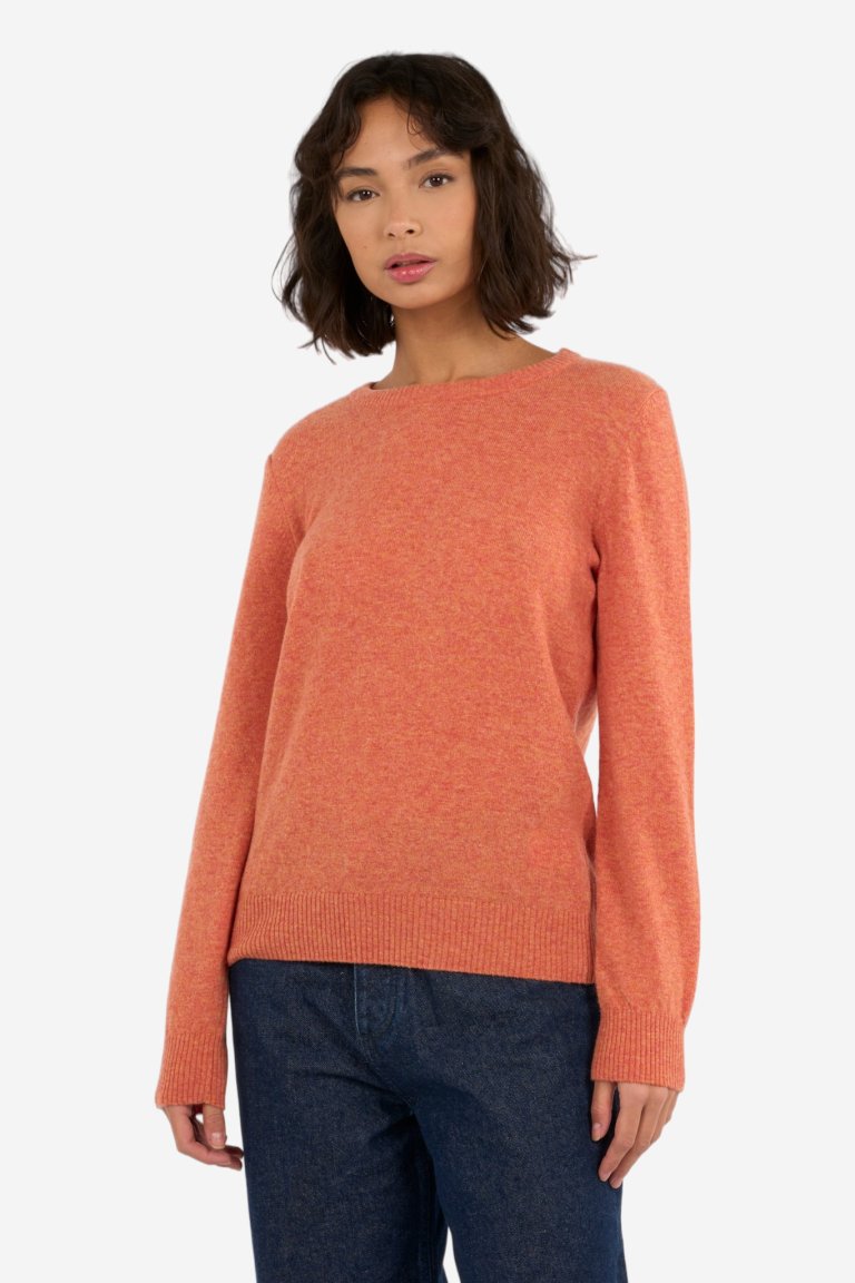 ekologisk tröja crewneck ull orange melerad modell