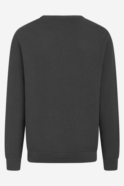ekologisk tröja långärm pique stickad mörkgrå melerad baksida