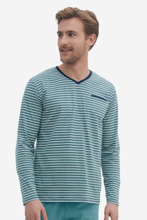 ekologisk pyjamas herr colin gråblå/marinblå modell tröja