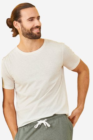 ekologisk t-shirt fabian 2-pack creme melerad modell