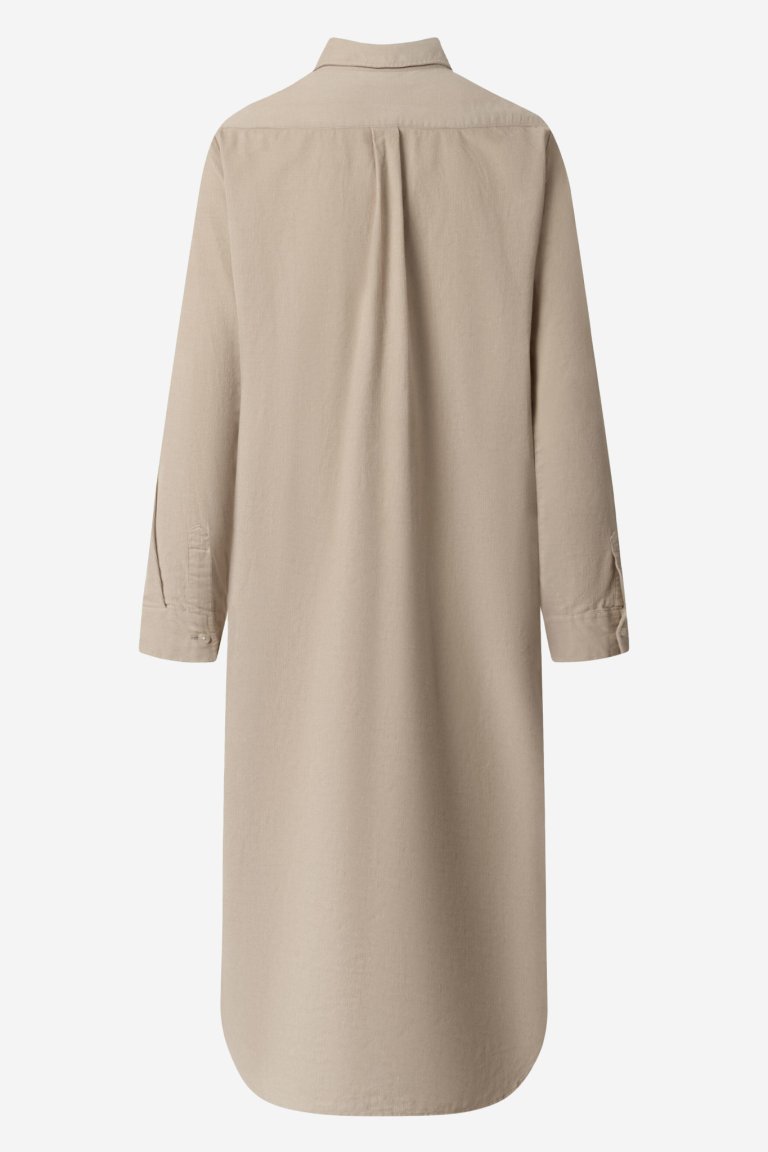 ekologisk skjortklänning babymanchester beige baksida