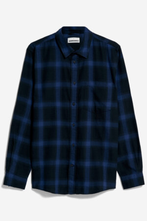 ekologisk skjorta kaalmo rutig flanell morkblå/svart
