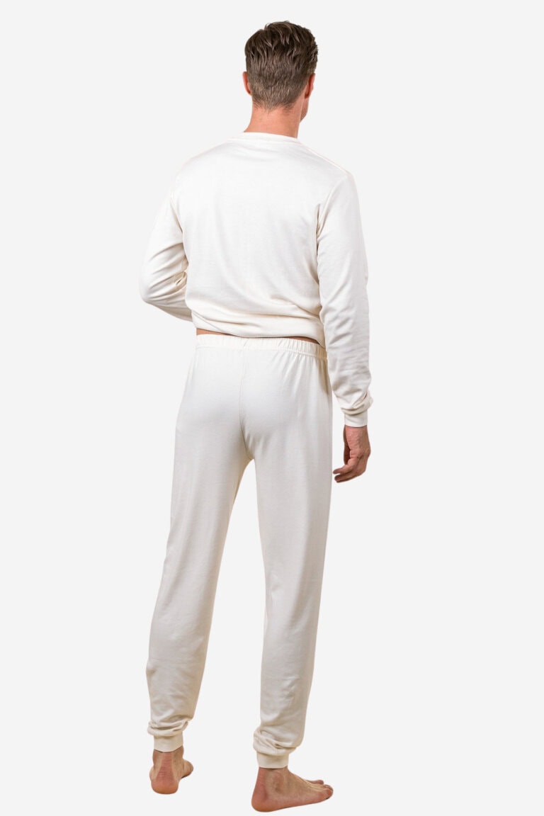 ekologisk pyjamas herr bob naturvit modell bakifrån