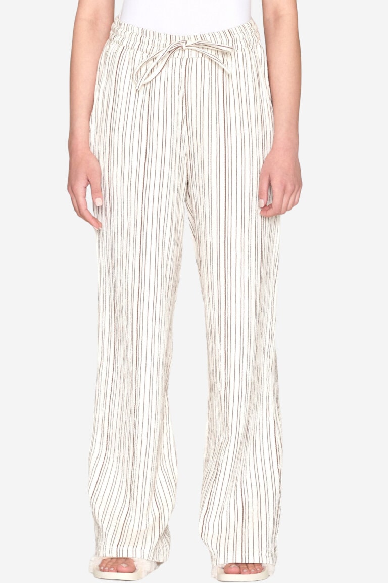 ekologiska byxor dubbelt muslintyg vida posey randig brun modell