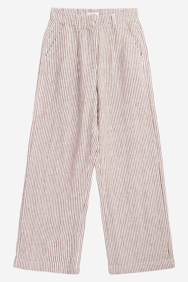 ekologiska linbyxor dam randig brun