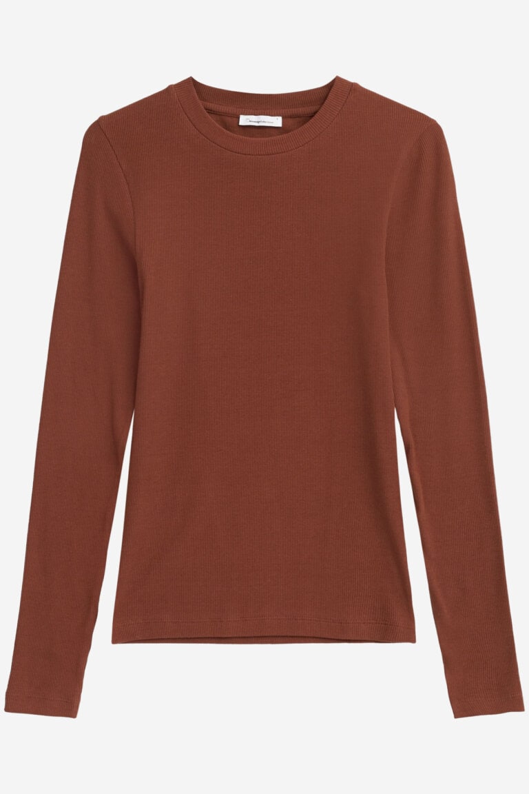 ekologisk topp ribbad långarm brun