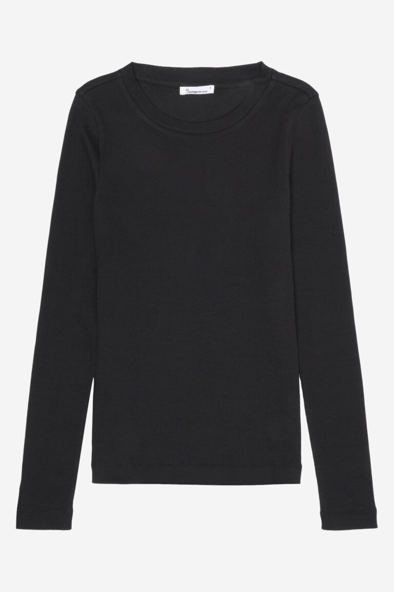 ekologisk topp ribbad långarm svart