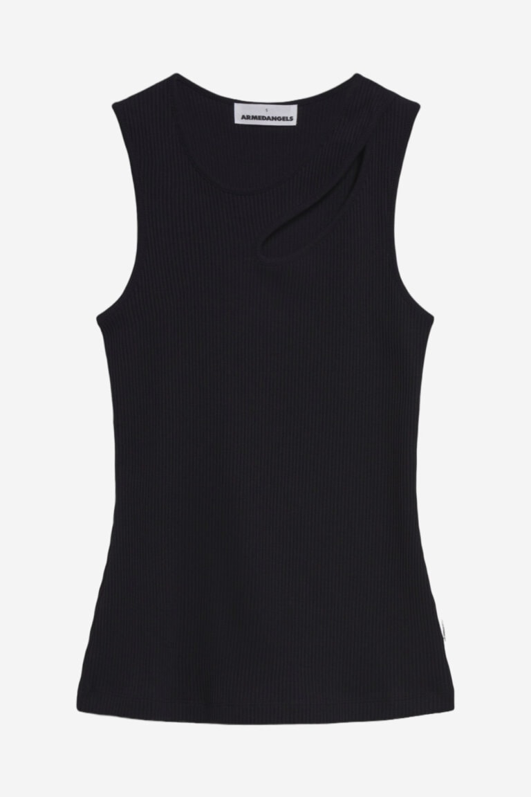 ekologisk topp asymmetrisk ribbad slimfit nikaataa svart