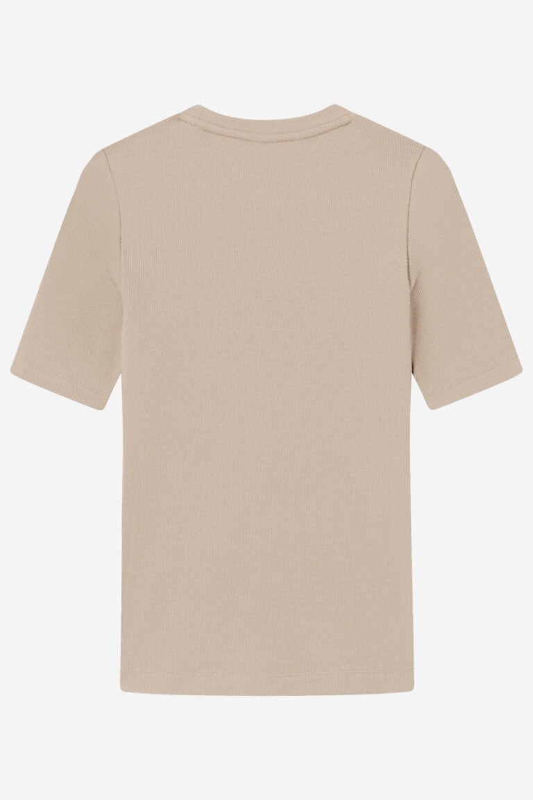 ekologisk topp ribbad kortärm beige baksida