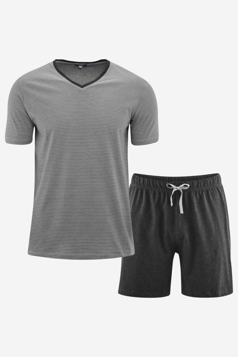 ekologisk pyjamas kort herr carl grå/mörkgrå