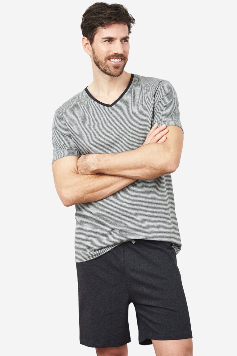 ekologisk pyjamas kort herr carl grå/mörkgrå modell