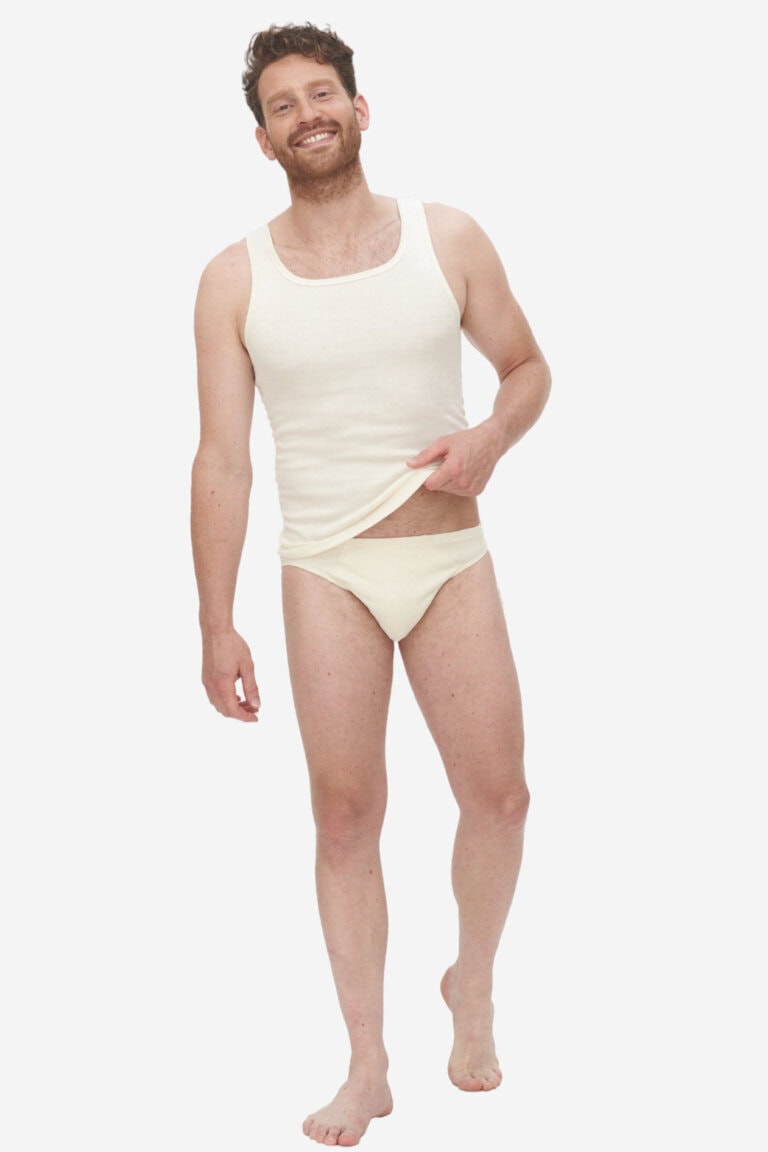 ekologiska kalsonger jan naturvit modell helbild tröja