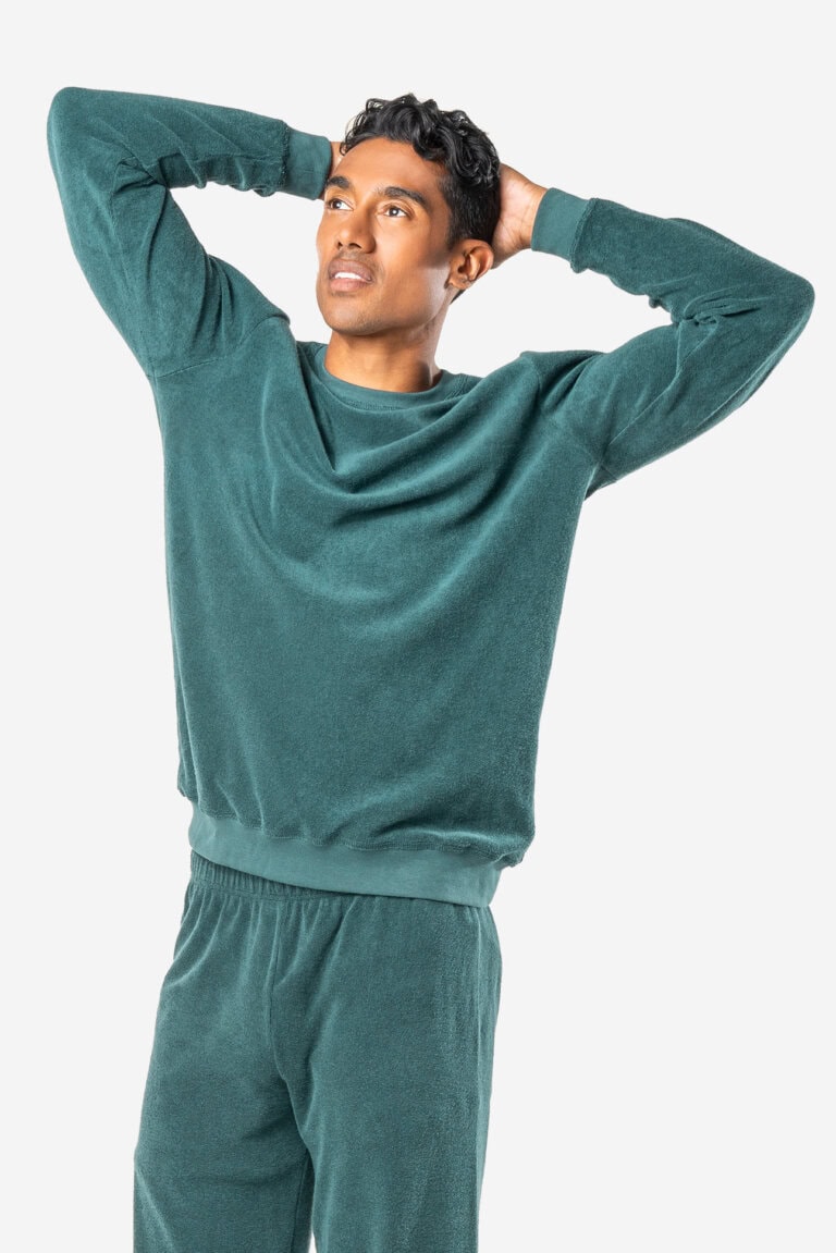 ekologisk pyjamas herr björn frotté petrolgrön modell