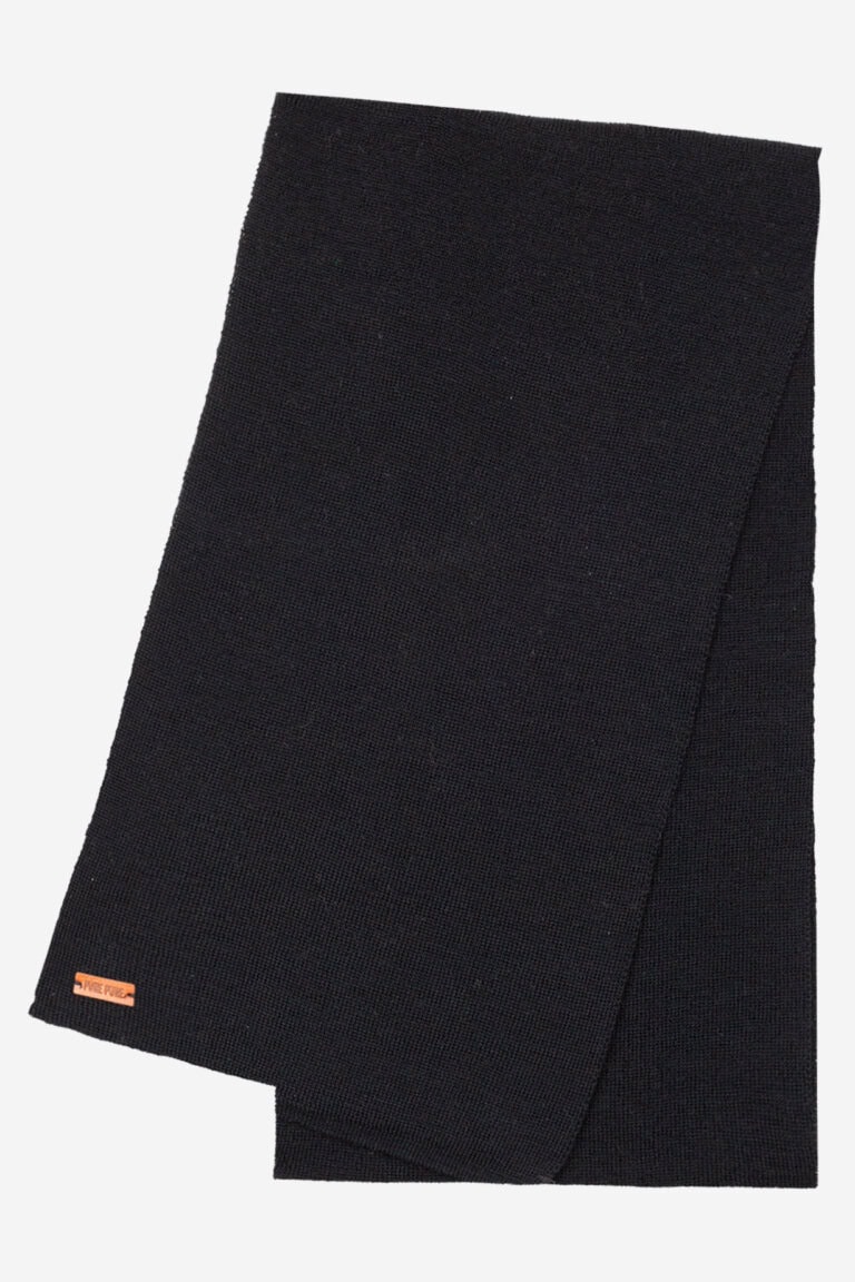 ekologisk halsduk stickad 100% ull unisex svart