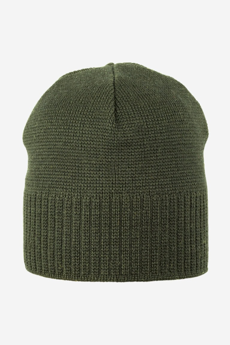 ekologisk mössa fodrad 100% ull unisex khakigrön