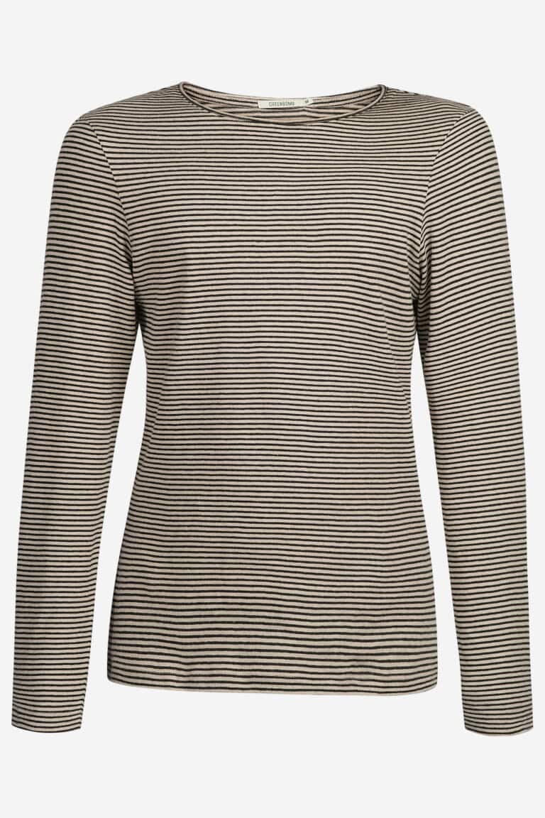 ekologisk topp långärm slimfit yummy brun randig