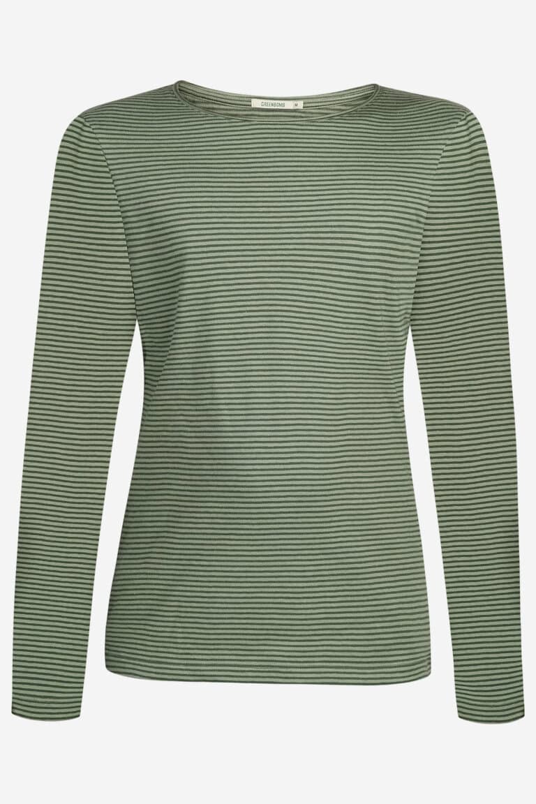 ekologisk topp långärm slimfit yummy grön randig