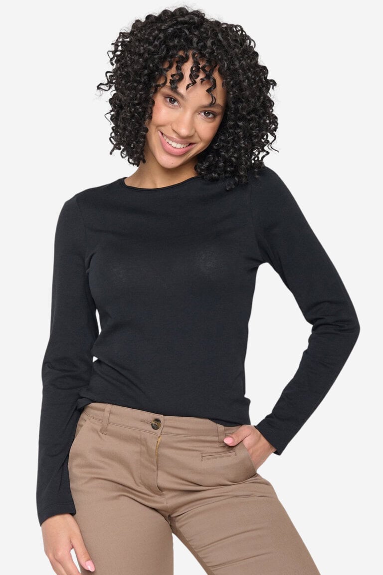 ekologisk topp långärm slimfit yummy svart modell