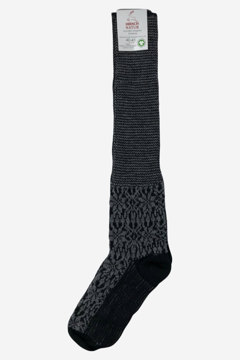 ekologiska knästrumpor ull stjärnor mörkgrå