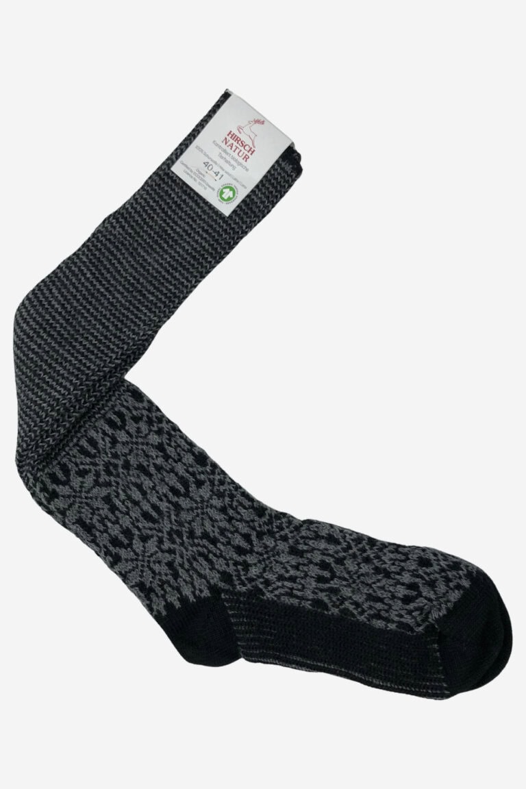 ekologiska knästrumpor ull stjärnor mörkgrå vikta