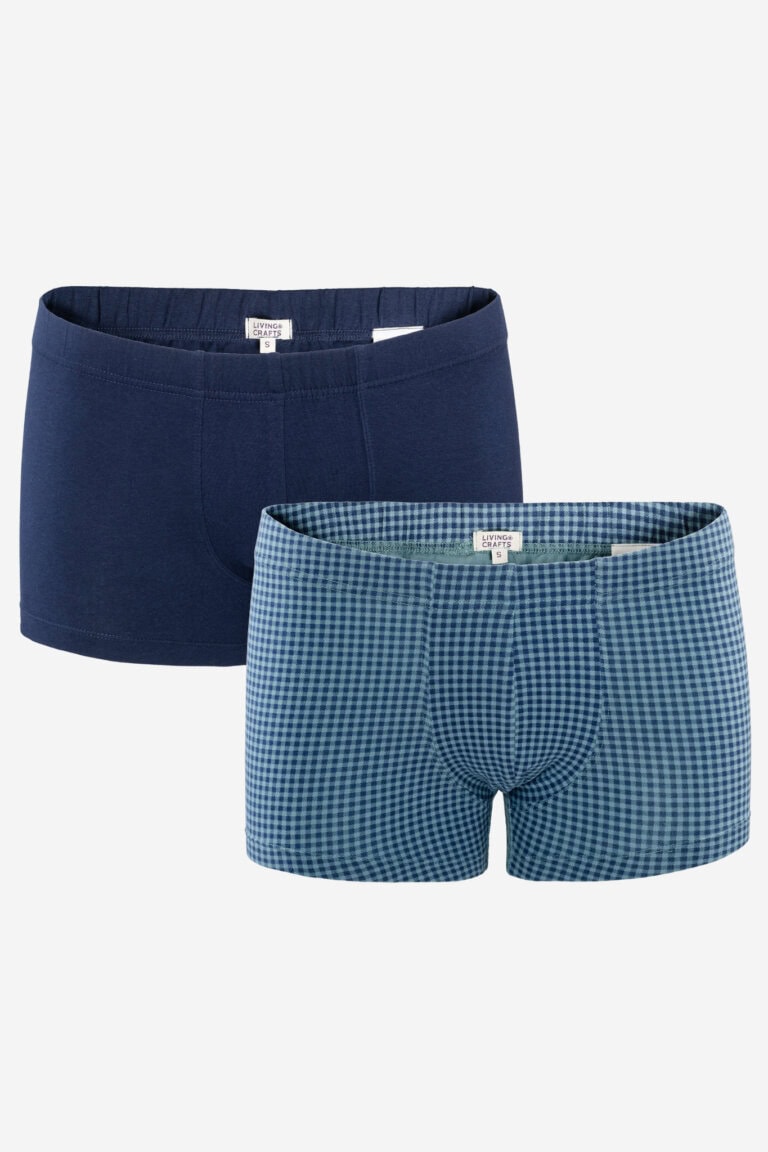 ekologiska kalsonger boxer hogan 2-pack rutiga/marinblå