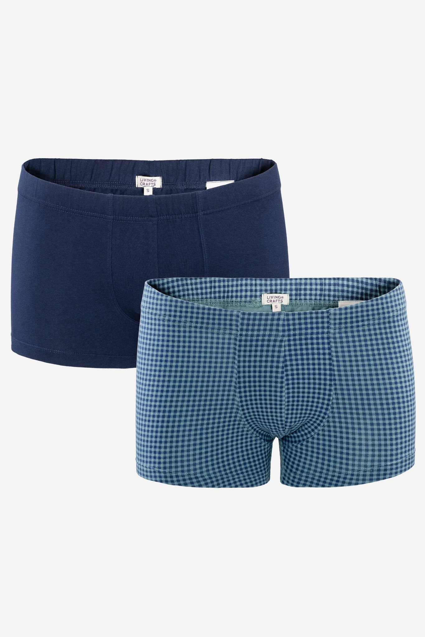 ekologiska kalsonger boxer hogan 2-pack rutiga/marinblå