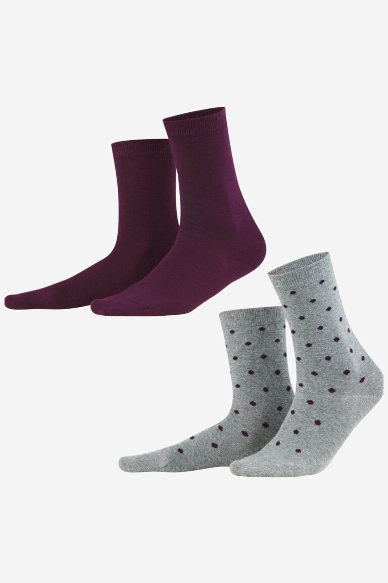 ekologiska strumpor bettina prickiga/lila 2-pack